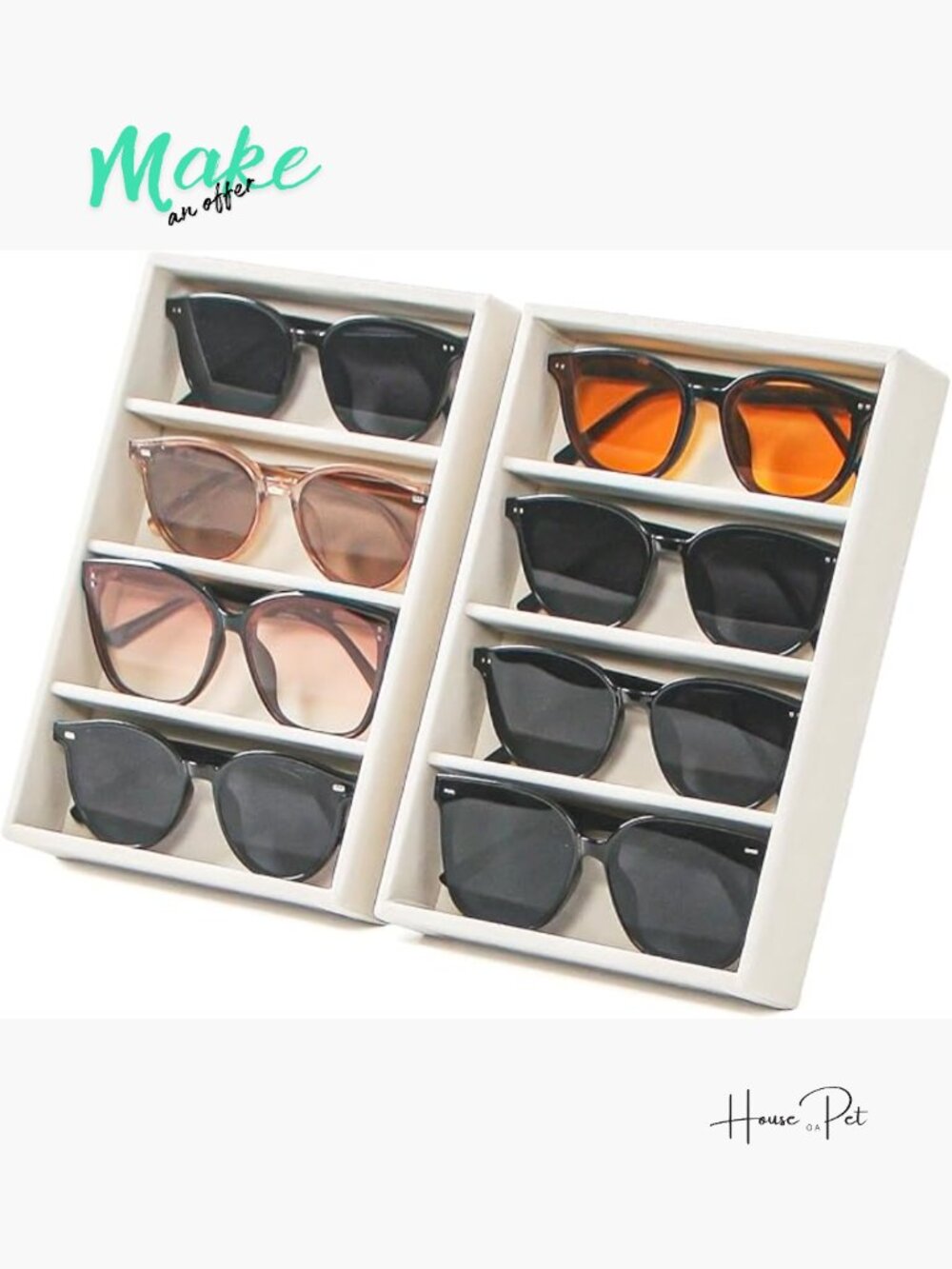 2 Sunglasses Organizer Velvet Jewelry Tray for Drawer